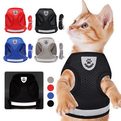 Breathable Cat Harness Escape Proof Pet Harness and Leash Set Kitten Puppy Small Dogs Chest Vest No Pull Reflective Chihuahua