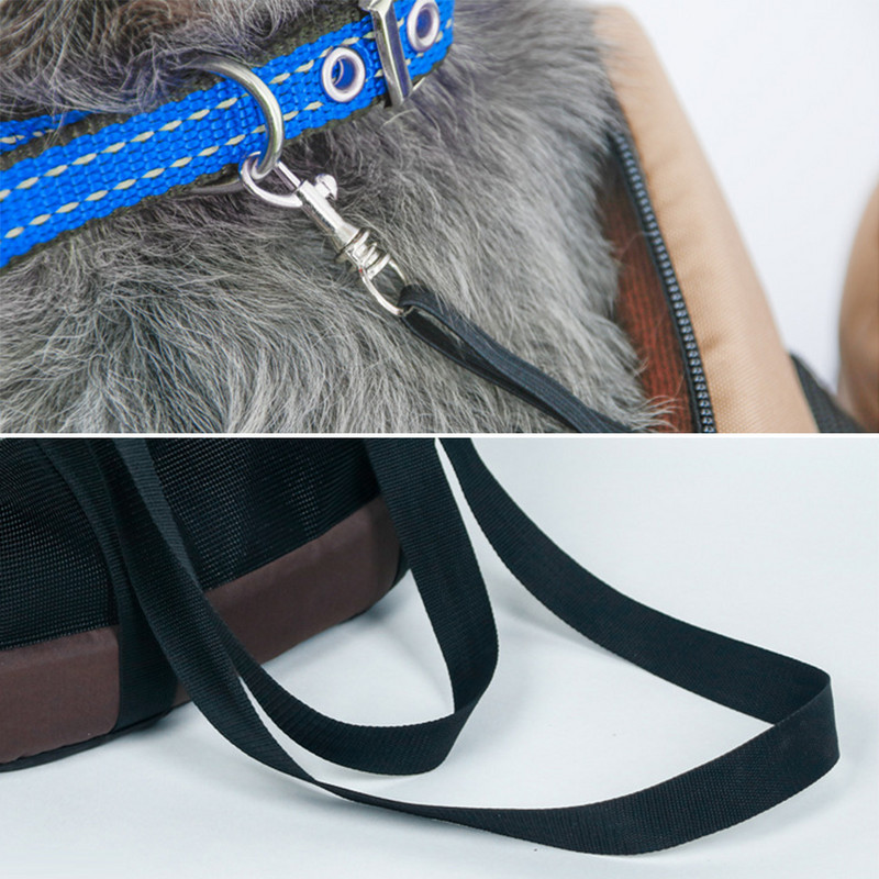 Geantă portabilă din plasă transparentă, ușoară, pentru animale de companie, cu fermoar respirabil, cu centură de siguranță, pentru pisicuțe, cățeluș cu o greutate de până la 5 kg