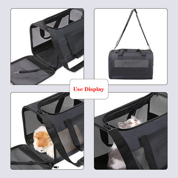 Τσάντα μεταφοράς κατοικίδιων ζώων Φορητή τσάντα μεταφοράς με μαλακή όψη Αναδιπλούμενη τσάντα με έναν ώμο για γάτα Σπίτι κουταβιού Κλουβί Φωλιά σκύλου Τσάντα ταξιδιού για κατοικίδια