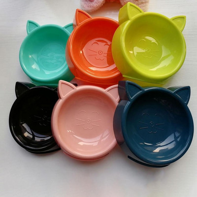 Pet Food Bowl Cat Face Shape Large Capacity Feeding Dish Cat Bowl Pet Water Drinking Feeder for Small Dogs