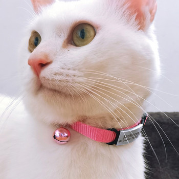 Προσαρμοσμένο κολάρο γάτας Γρήγορης απελευθέρωσης Νάιλον κολάρα για κουτάβια γάτας με χαραγμένο στο κουδούνι Όνομα ID Kitten Pink Κολιέ Αξεσουάρ για κατοικίδια για γάτες