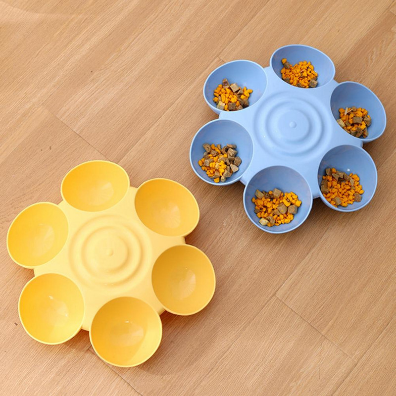 Bol de apă durabil pentru animale de companie Bol rotund pentru animale de companie 6 grile Bol pentru câini în formă de floare Hrănitor lent pentru căței