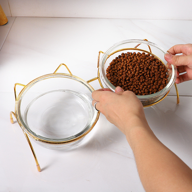 Kahekordne kassikauss, läbipaistev rohust koerakauss koos alusega lemmiklooma toitmise veekaussiga koertele kassidele, lemmikloomade söötmiskausid