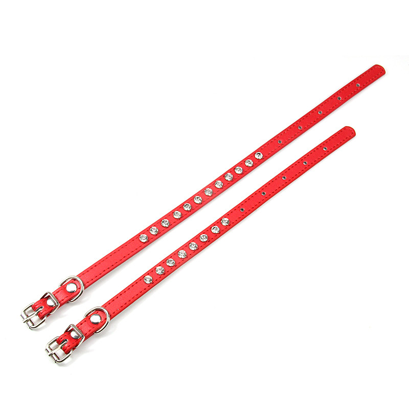 Nituri cu strass de lux Guler de pisică Guler de piele pentru câini mici Cureaua de gât pentru cățeluș Accesorii pentru pisoi Vânzare cu ridicata / Dropshipping