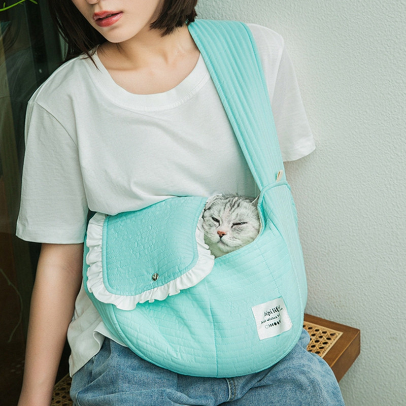 Lemmiklooma kassi kott õues kantav kaasaskantav ristkehaga seljakott kutsika nelja hooaja kommivärvides hingav lõuendist reisiõlakott