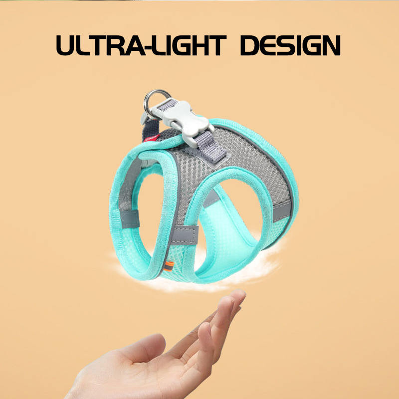 Vestă cu ham respirabil pentru pisici, curea reglabilă în piept pentru pisoi, ham reflectorizant pentru cățeluș și set de curele de lesă pentru lucruri pentru câini de talie mică