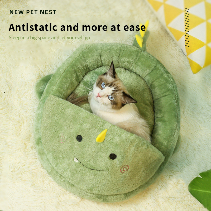 Animal de companie, pisică, câine, pat drăguț din desene animate, dinozaur, rechin, cuib cald, pernă de canapea, anti-alunecare, antistatic, casă de pluș, pentru interior, cuib moale