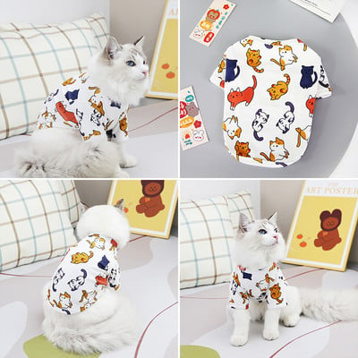 Пролет Лято Cat Clthoes Универсални за малки котки Пуловери Мека тениска Puppy Dog Pet Clothing Котки Консумативи Риза за котка