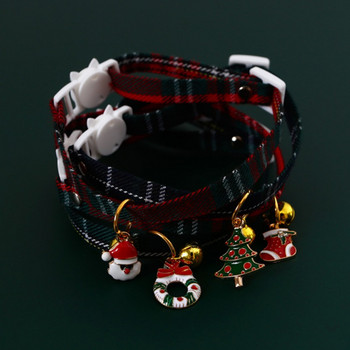 Χριστουγεννιάτικο κολάρο γατούλας με κουδούνια κολάρα γάτας Ρυθμιζόμενο καρό φιόγκο για γάτες Κολάρο κουταβιών Προμήθειες για κατοικίδια