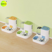 Kačių dubenėlio automatinis tiektuvas su vandens dozatoriumi naminių gyvūnėlių maisto konteinerių tiektuvas Didelės talpos maisto laikymo dėžutė katėms šerti dubenėlius