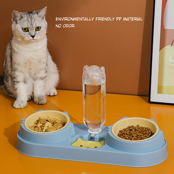 Διπλά μπολ για σκύλους για γάτες με δοσομετρητή νερού Ανακλινόμενα πιάτα τροφής για γάτες για κατοικίδια σε εσωτερικούς χώρους Σετ μπολ για υγρά και ξηρά τρόφιμα Μπολ για κατοικίδια