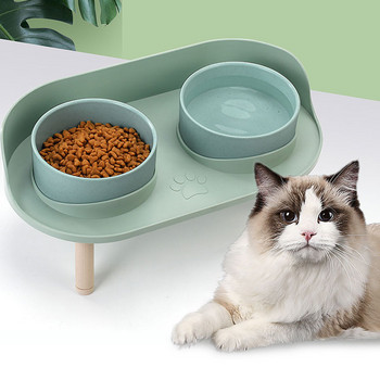 Cat Bowl Pet Double Bowls Feeder Waterer Kitten Dry Food Bowl Fruit Bowl Ρυθμιζόμενο ύψος Αυξημένο Puppy Drinker Αποτροπή ανατροπής