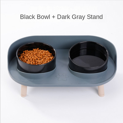 Cat Bowl Pet Double Bowls Feeder Waterer Kitten Dry Food Bowl Fruit Bowl Ρυθμιζόμενο ύψος Αυξημένο Puppy Drinker Αποτροπή ανατροπής