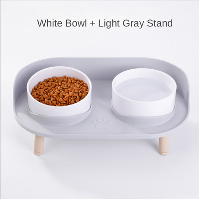 Cat Bowl Pet Double Bowls Feeder Waterer Kitten Dry Food Bowl Fruit Bowl Ρυθμιζόμενο ύψος Αυξημένο Puppy Drinker Αποτροπή ανατροπής