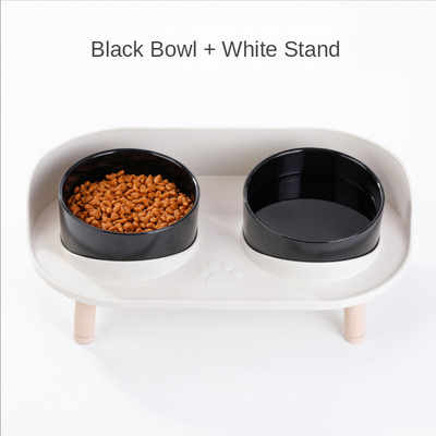 Cat Bowl Pet Double Bowls Feeder Waterer Kitten Dry Food Bowl Fruit Bowl Ρυθμιζόμενο ύψος Αυξημένο Puppy Drinker Αποτροπή ανατροπής