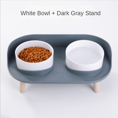 Cat Bowl Pet Double Bowls Feeder Waterer Kitten Dry Food Bowl Fruit Bowl Ρυθμιζόμενο ύψος Αυξημένο Puppy Drinker Αποτροπή ανατροπής