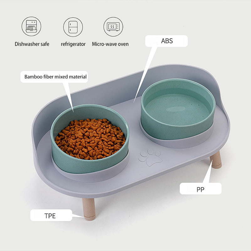 Cat Bowl Pet Double Bowls Feeder Waterer Kitten Dry Food Bowl Fruit Bowl Ρυθμιζόμενο ύψος Αυξημένο Puppy Drinker Αποτροπή ανατροπής