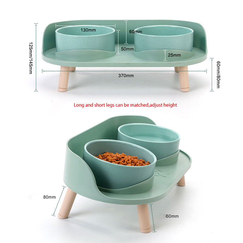 Cat Bowl Pet Double Bowls Feeder Waterer Kitten Dry Food Bowl Fruit Bowl Ρυθμιζόμενο ύψος Αυξημένο Puppy Drinker Αποτροπή ανατροπής