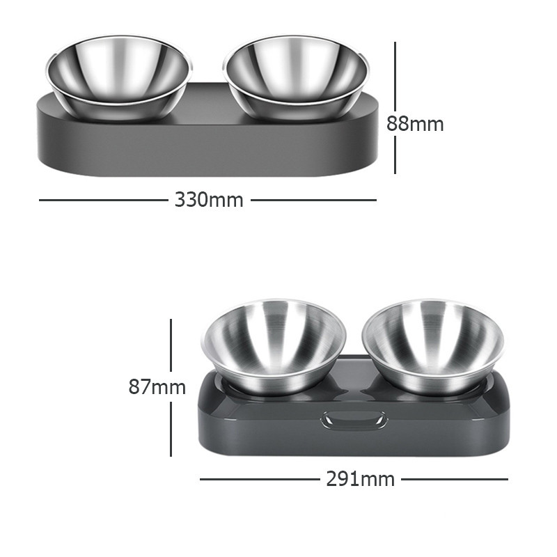 Boluri duble antiderapante din oțel inoxidabil pentru animale de companie, pentru câini, pisici, boluri duble, ajustabile, anti-alunecare, bol cu apă, pentru hrănirea animalelor de companie.