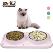 Gentledog μπολ για γάτες από ανοξείδωτο ατσάλι Αντιολισθητικός διπλός τροφοδότης για γατάκια για σκύλους με στάσιμο νερό που ταΐζει κατοικίδια γάτες Acessorios