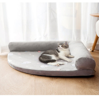 Легло за домашни кучета Мека дишаща L-образна възглавница Машинно пране Подвижна подложка за котки за кученца Средно големи консумативи за кучета