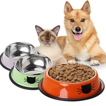 Χοντρό αντιολισθητικό μπολ τροφής για σκύλους γάτας Τροφές σκεύη Μονά μπολ από ανοξείδωτο χάλυβα για κατοικίδια