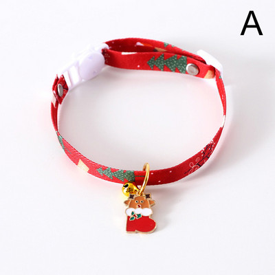 Colier reglabil pentru pisici de Crăciun, colier cu pandantiv cu clopot, cățeluș Chihuahua, curea pentru gât, accesorii pentru cadou pentru animale de companie