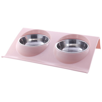 Διπλά μπολ για κατοικίδια Τροφοδοσία νερού από ανοξείδωτο ατσάλι Μπολ για σκύλους κουτάβια γάτες Προμήθειες για κατοικίδια Πιάτα ταΐσματος S/M
