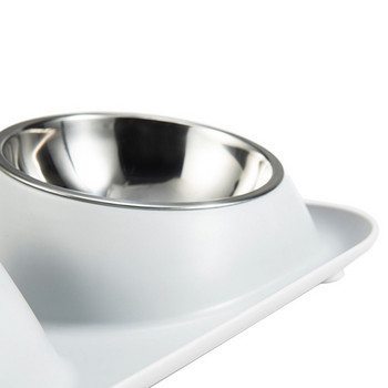 Διπλό μπολ για σκύλους γάτας από ανοξείδωτο ατσάλι Αντιολισθητικό δοχείο τροφής για γάτες Βάση τροφοδοσία νερού κατοικίδιων ζώων Safeguard Neck Puppy Cats Bowls