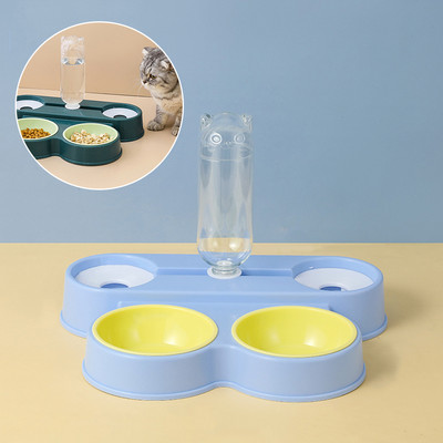 Neli-ühes lemmikloomakauss, automaatne veejaotur joogimahuti söötja ümberminekuvastane topeltkausid lemmikloomatoode koerakassile