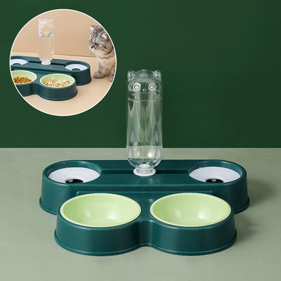 Neli-ühes lemmikloomakauss, automaatne veejaotur joogimahuti söötja ümberminekuvastane topeltkausid lemmikloomatoode koerakassile