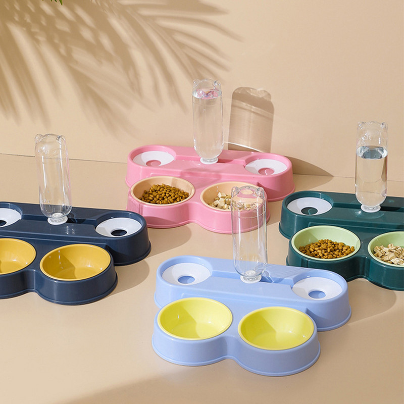 Neli-ühes lemmikloomakauss, automaatne veejaotur joogimahuti söötja ümberminekuvastane topeltkausid lemmikloomatoode koerakassile