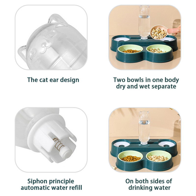 Neli-ühes lemmikloomakauss, automaatne veejaotur joogimahuti söötja ümberminekuvastane topeltkausid lemmikloomatoode koerakassile