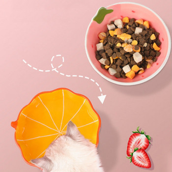 Ulmpp μπολ για γάτα Κεραμική υπερυψωμένη τροφοδοσία κατοικίδιων φρούτων κινουμένων σχεδίων γατάκι κουταβιού νερό Τροφή τροφή Μονό πιάτο Μικρό μεσαίο σκύλο προμήθειες