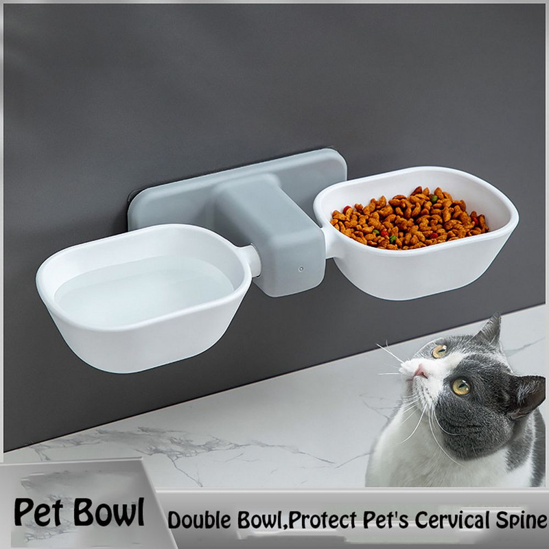 Hrana i voda Bez bušenja Zaštita vratne kralježnice Dvostruke zdjelice za kućne ljubimce Mačke Psi Posuda za piće Na zidu Otporan na vlagu