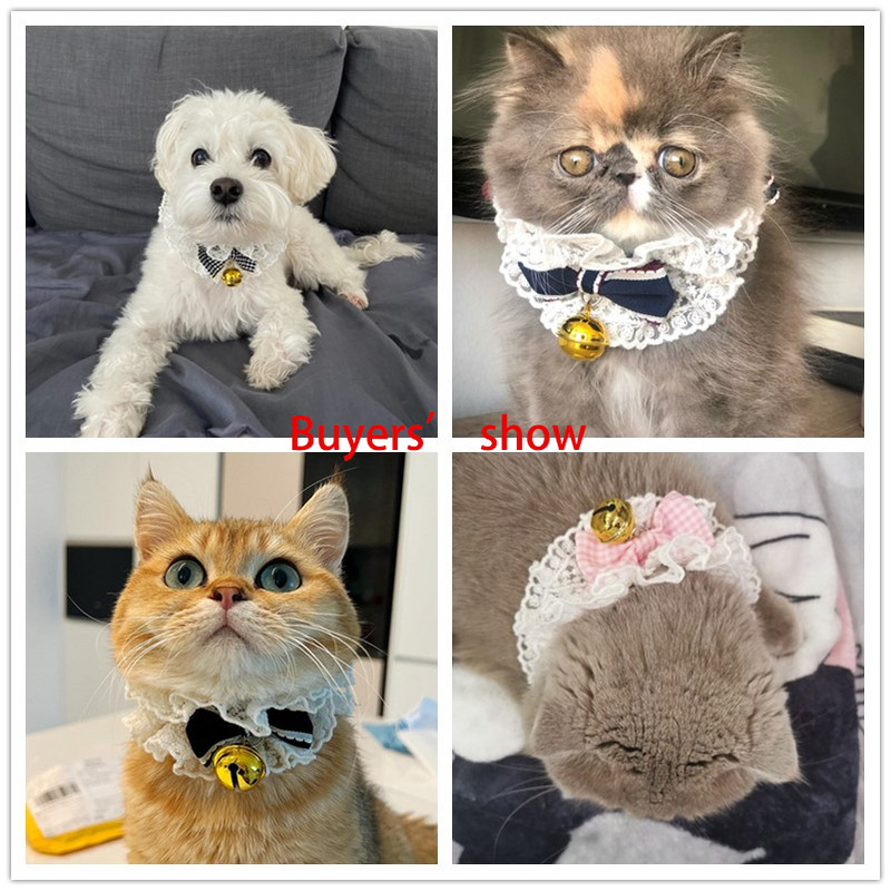 Guler elegant cu fundă pentru pisici Crăciun cu clopoțel câine colier bandană pentru animale de companie eșarfă accesorii pisici Decorare pentru cadou de Anul Nou
