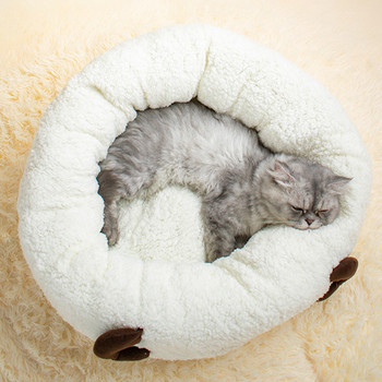 Long Pcute Lush Pet Bed Cat Super Soft Bed For Dogs Kennel Round Winter Warm Sleeping Puppy Cushion Mat Portable Cat Supplies