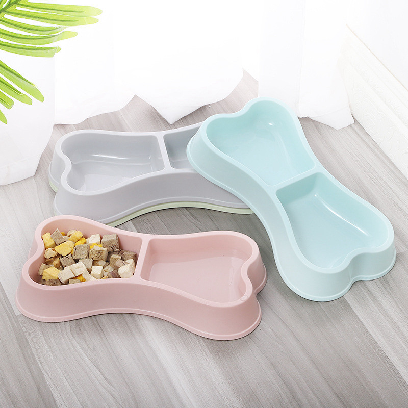 Kućni ljubimac, mačka, dvostruka posuda, hranilica, mačka, pas, zdjela za hranjenje, pojilice, zadebljana plastika u boji slatkiša, izdržljiva zdjela za dijetu za kućne ljubimce u obliku kosti