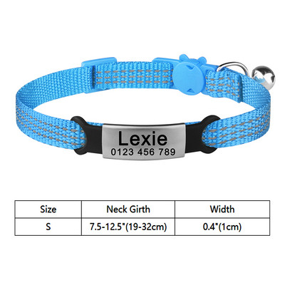 Ajustabil Personaliza Nume Nylon Pisică Guler ID personalizat Clopoțel Produse pentru animale de companie Mic Fast Breakaway Accesorii unisex pentru pisoi Etichetă pentru pisici
