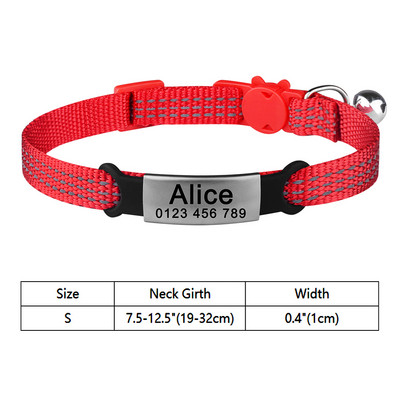 Ajustabil Personaliza Nume Nylon Pisică Guler ID personalizat Clopoțel Produse pentru animale de companie Mic Fast Breakaway Accesorii unisex pentru pisoi Etichetă pentru pisici