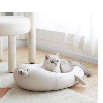 Sea Dog Shape Cat Self Cooling Bed Ice Silk Seal Pet Bed Cooling Kitten Puppy Pets Nest Cozy Dog Bed Small Cat Dog Cushion