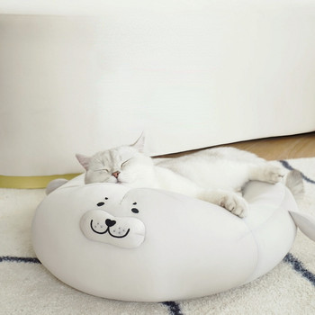 Sea Dog Shape Cat Self Cooling Bed Ice Silk Seal Pet Bed Cooling Kitten Puppy Pets Nest Cozy Dog Bed Small Cat Dog Cushion