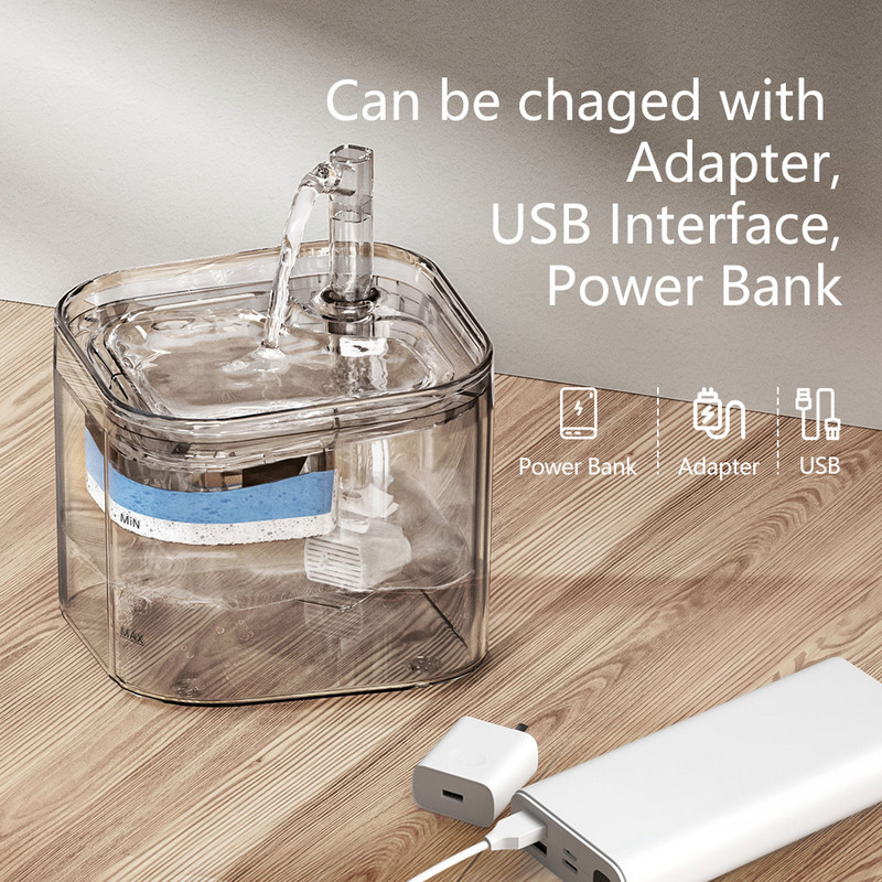 2L kačių vandens fontano filtras, automatinis jutiklinis girtuoklis katėms lesyklėlė Naminių gyvūnėlių vandens dozatorius automatinis girdymo fontanas gyvūnų tiektuvas