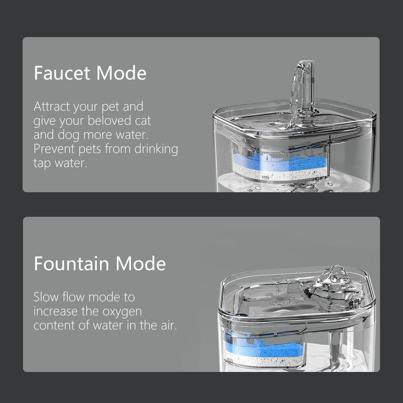 2L kačių vandens fontano filtras, automatinis jutiklinis girtuoklis katėms lesyklėlė Naminių gyvūnėlių vandens dozatorius automatinis girdymo fontanas gyvūnų tiektuvas