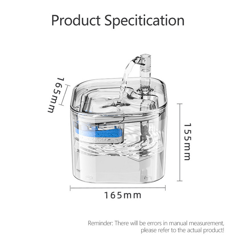 2L kačių vandens fontano filtras, automatinis jutiklinis girtuoklis katėms lesyklėlė Naminių gyvūnėlių vandens dozatorius automatinis girdymo fontanas gyvūnų tiektuvas