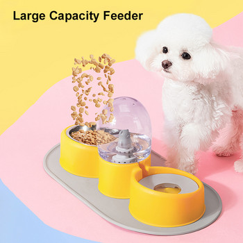 Νέο χαριτωμένο καρτούν από ανοξείδωτο ατσάλι για σκύλους μπολ για γάτες Διπλό μπολ μεγάλης χωρητικότητας Αυτόματο αντιολισθητικό μπολ φαγητού Προμήθειες για κατοικίδια