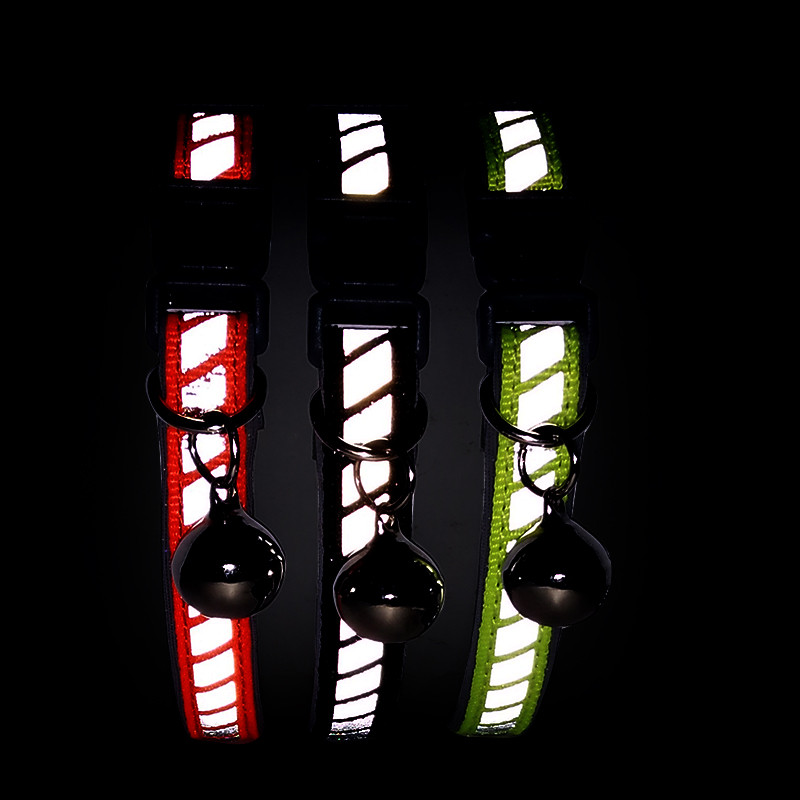 Guler pentru câini mici Produse pentru animale de companie Guler pentru pisici Colier Animale Accesorii Pudel Chihuahua Nylon Clopote reflectorizant Portocaliu Verde