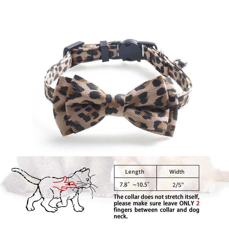 Leopard Print Bowknot Cat kaelarihm Reguleeritav pandlaga Kitty kikilips koos kellukestega Kutsikas Chihuahua Väikeste Koerte Kaelarihmad Lemmikloomatarbed