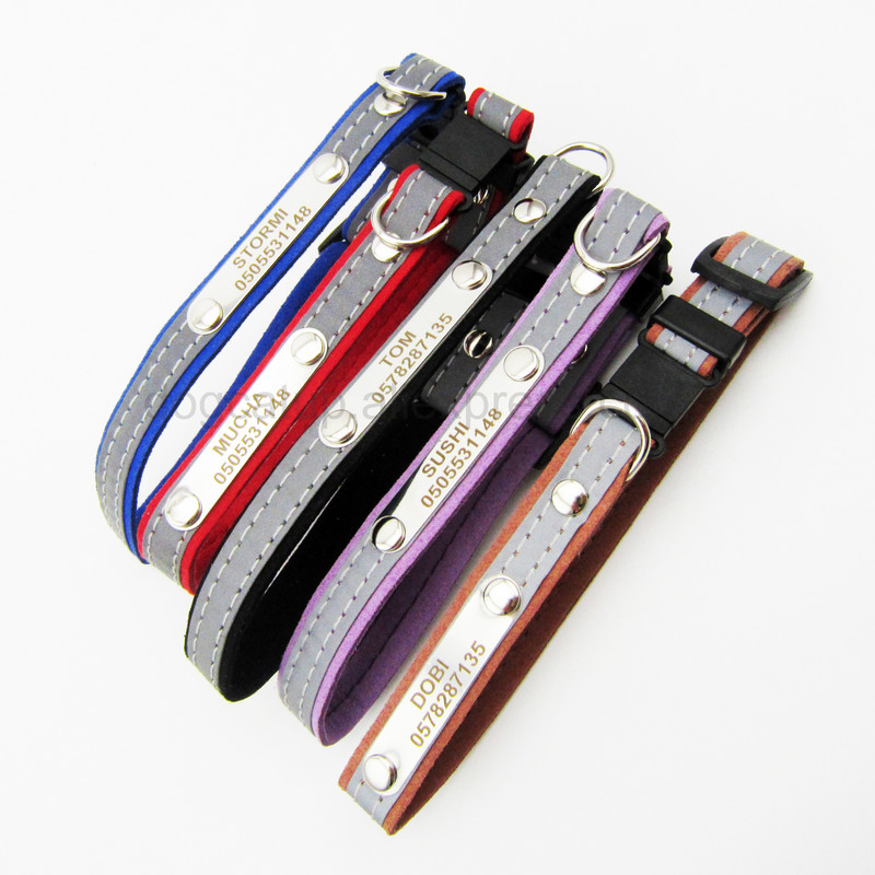 3 σε 1 Χαραγμένο κολάρο γάτας Ανακλαστικό γατάκι Ετικέτα Αριθμός τηλεφώνου Πινακίδα γιακά κουταβιού Γούρια Μικρή δερμάτινη αλυσίδα σκύλου Ετικέτα ταυτότητας κατοικίδιου