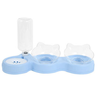 Μπολ για γάτες για κατοικίδια Αυτόματη τροφοδοσία Μπολ για γάτες για σκύλους με σιντριβάνι νερού Διπλό μπολ Ανασηκωμένο μπολ πιάτων για γάτες Μπολ